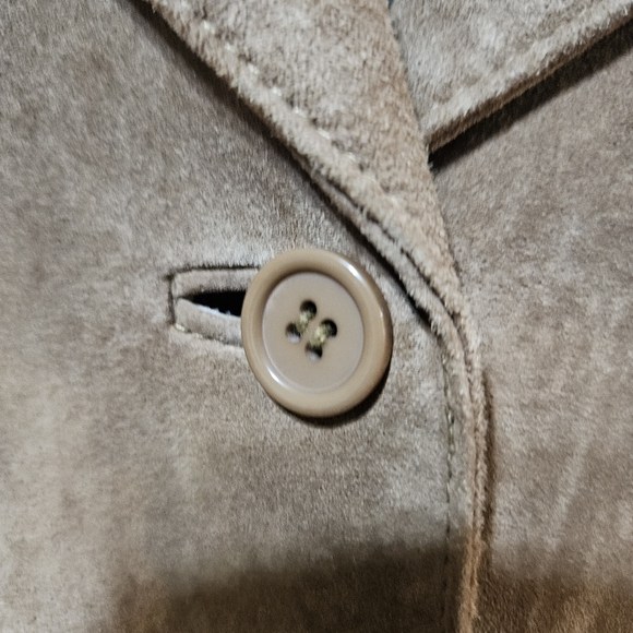 Braemar 100% Genuine Suede Button Up Women's Tan Jacket  Size Lg - Picture 3 of 9